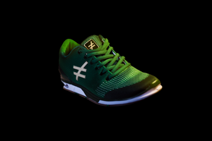 front angle the DIFFERENCE Runners heelless shoe green